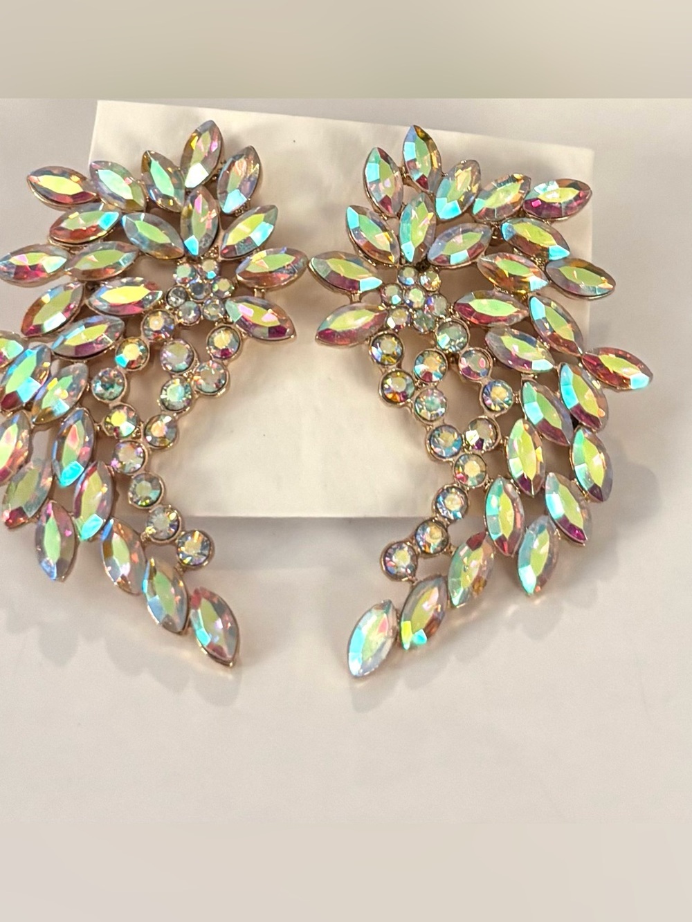 Fashion Jewelry Iridescent Crystal Leaf Cluster Earrings